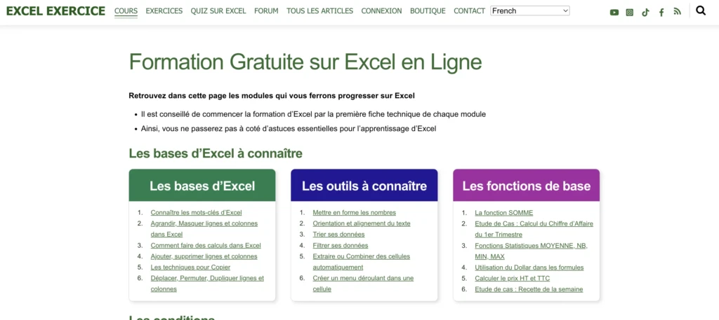 formation excel gratuite excel exercices