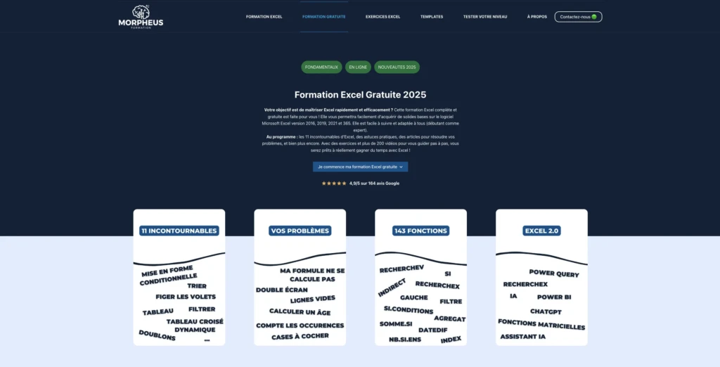 formation excel gratuite : morpheus formation